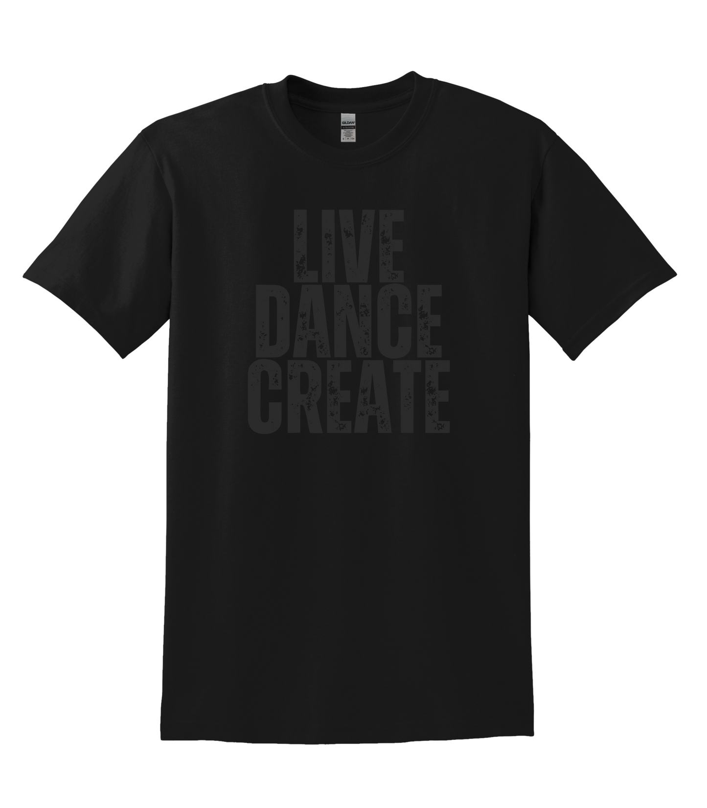 LDC Live Dance Create Distressed Black on Black Shirt