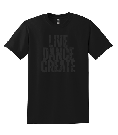 LDC Live Dance Create Distressed Black on Black Shirt